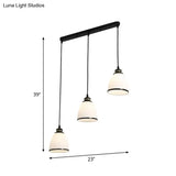 Ivory Glass Bell Pendant Light Cluster With Minimalist Design And Black Canopy - 3 Lights