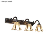Ivory Glass Black Vanity Light Blossom - Traditional Wall Sconce Lighting With Curved Arm 3 Lights