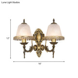Ivory Glass Brass Bell Sconce Wall Light For Living Room