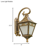 Ivory Glass Bronze Wall Lamp Lantern - Outdoor Countryside Sconce Light Fixture