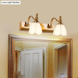 Ivory Glass Colonial Vanity Light In Gold- 1/2/3-Bulb Bathroom Wall Mount