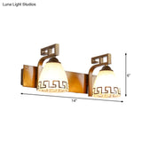 Ivory Glass Dome Vanity Sconce - Gold With Curvy Iron Arm 2/3 Lights Bathroom Wall Lamp Fixture