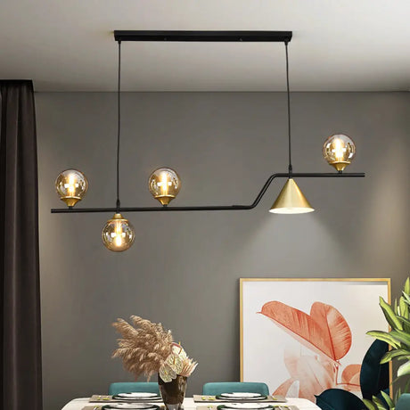 Ivory Glass Island Pendant Light: Geometric Contemporary Hanging Fixture For Restaurants 5 / Black