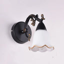 Ivory Glass Wall Mount Vanity Sconce - Classic Flower Design Ideal For Bathrooms 1 / Black