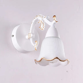 Ivory Glass Wall Mount Vanity Sconce - Classic Flower Design Ideal For Bathrooms 1 / White