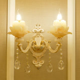 Jade Ruffle Wall Lamp: Retro Style With Crystal Accent Golden Glow 2 / Gold B