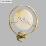 Jade Stone Led Wall Sconce With Gold Ring For Contemporary Clothing Store Lighting