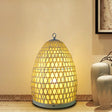 Japanese 1 Bulb Small Beige Hand-Woven Desk Lamp: Bamboo Shade