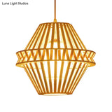 Japanese Bamboo Hanging Lamp - Conical Design 14/18 Wide Beige Ceiling Pendant Light