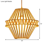 Japanese Bamboo Hanging Lamp - Conical Design 14/18 Wide Beige Ceiling Pendant Light