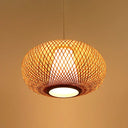 Japanese Bamboo Pendant Lighting - Handmade 1 Head 14/18 Wide Beige Hanging Light Fixture / 14