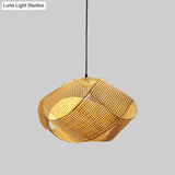 Japanese Bamboo Swirl Down Lighting - Flaxen Ceiling Suspension Lamp