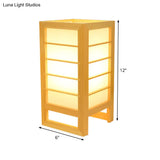 Japanese Beige Reading Lamp With Rectangular Wood Shade - Head Study Task Lighting