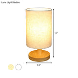 Japanese Cylinder Task Lamp: Fabric Reading Light - White/Flaxen Wood Base