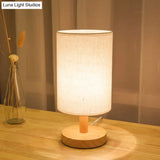 Japanese Cylinder Task Lamp: Fabric Reading Light - White/Flaxen Wood Base