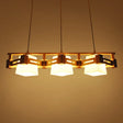 Japanese Hanging Light: Trapezoid Cream Glass 3-Bulb Pendant For Dining Room Or Kitchen Island Wood
