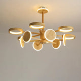 Japanese Radial Wooden Chandelier With Led Lights For Living Room Décor 13 / Wood