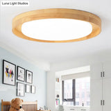 Japanese Style Led Wood Flush Ceiling Light For The Bedroom / 14.5 White