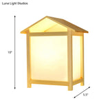 Japanese-Style Sconce Lamp With Parchment Shade - Wood House Shape Wall Light