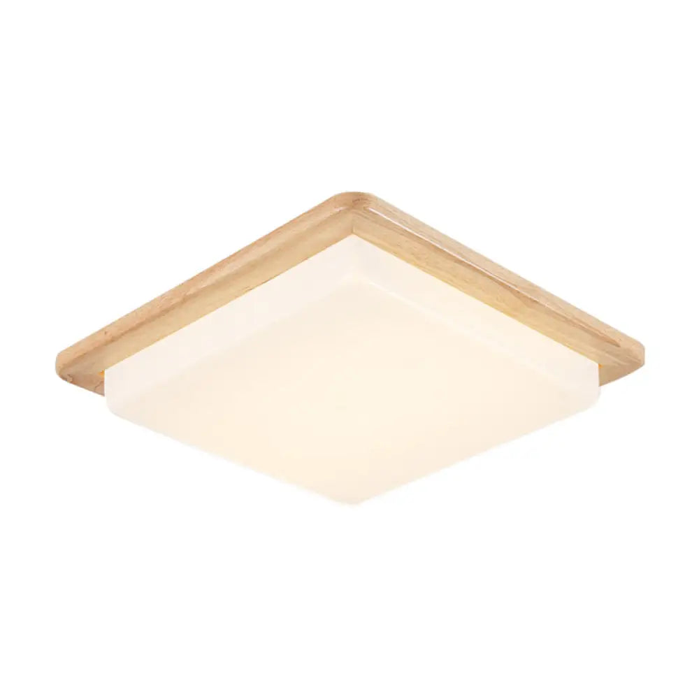 Japanese Style Square Ceiling Light Wood Led Flush Mount - Wide Range Selection (12.5/14/18/22)