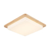 Japanese Style Square Ceiling Light Wood Led Flush Mount - Wide Range Selection (12.5/14/18/22)