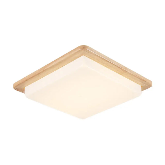 Japanese Style Square Ceiling Light Wood Led Flush Mount - Wide Range Selection (12.5/14/18/22)