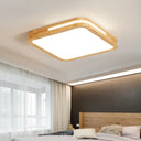 Japanese Style Wood And Acrylic Led Square Flush Ceiling Lamp In Beige - 16’/19.5’ Wide / 16’ White