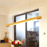 Japanese-Style Wood Linear Led Pendant Ceiling Lamp In Warm/White Light For Dining Room / White