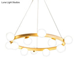 Japanese Style Wood Ring Pendant Light With Bubble Shade In Beige - Perfect For Study Room