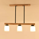 Japanese White Glass Cylinder Led Island Pendant Ceiling Light For Dining Room 3 / Black