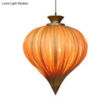 Japanese Wood Ceiling Pendant Lamp - Teardrop Design In Beige