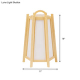 Japanese Wood Night Lamp: Tower Shape Bedside Table Light Beige Tone Fabric Shade