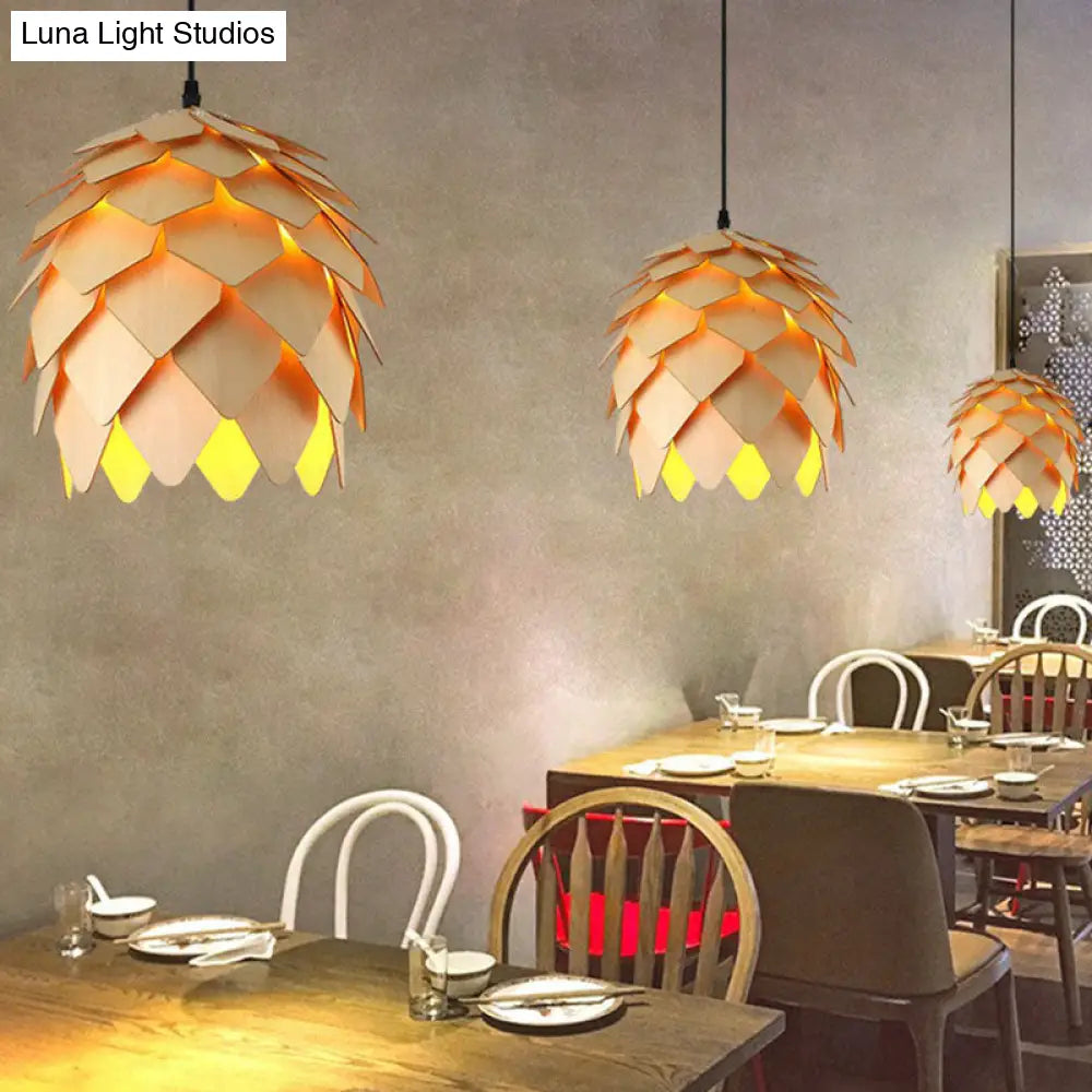 Japanese Wood Single-Bulb Pendant Ceiling Light - Stylish Shade & Ideal For Restaurants