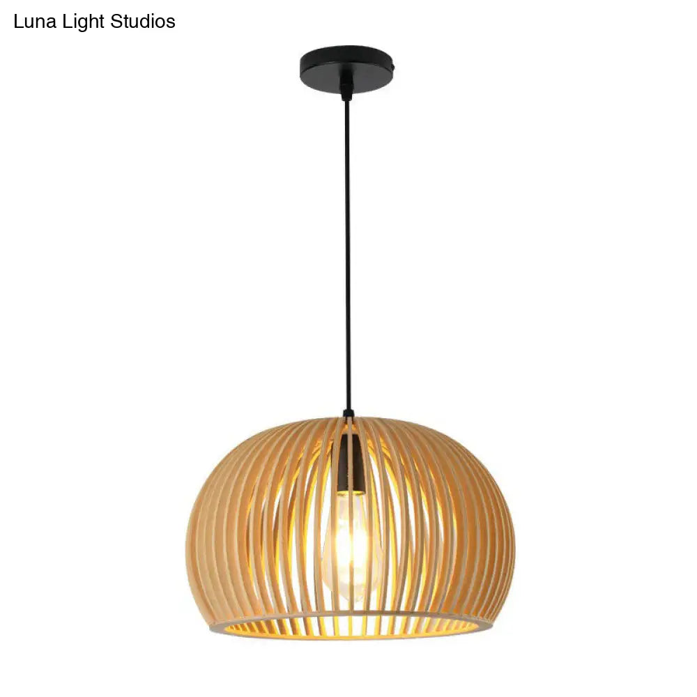 Japanese Wood Single-Bulb Pendant Ceiling Light - Stylish Shade & Ideal For Restaurants