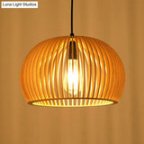 Japanese Wood Single-Bulb Pendant Ceiling Light - Stylish Shade & Ideal For Restaurants