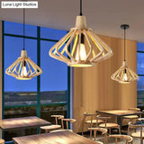 Japanese Wood Single-Bulb Pendant Ceiling Light - Stylish Shade & Ideal For Restaurants