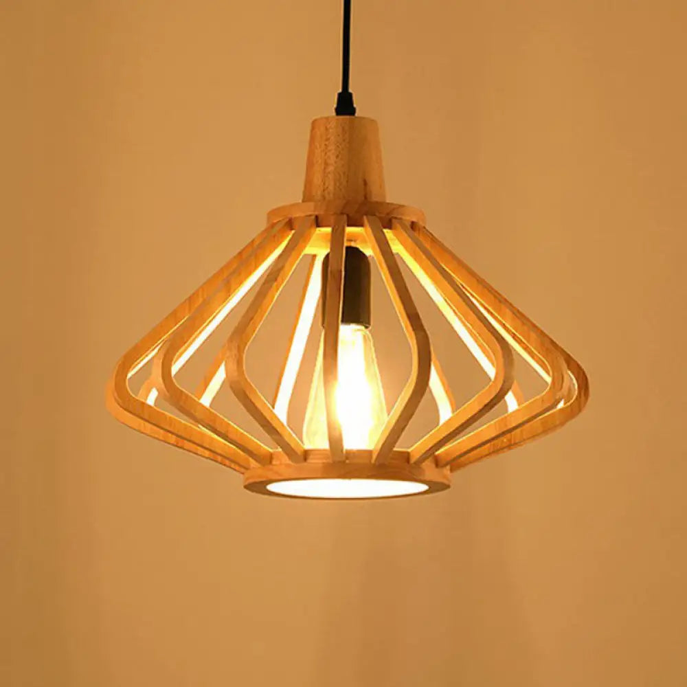 Japanese Wood Single-Bulb Pendant Ceiling Light - Stylish Shade & Ideal For Restaurants / C