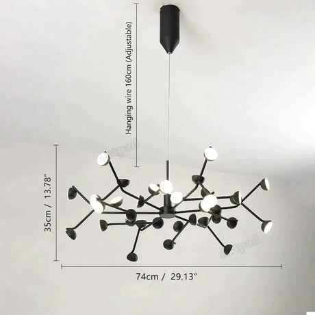 Josephine - Hanging Lamp Nordic Tree Branch iron Art Hanging Light 36 Heads Black / White Lighting