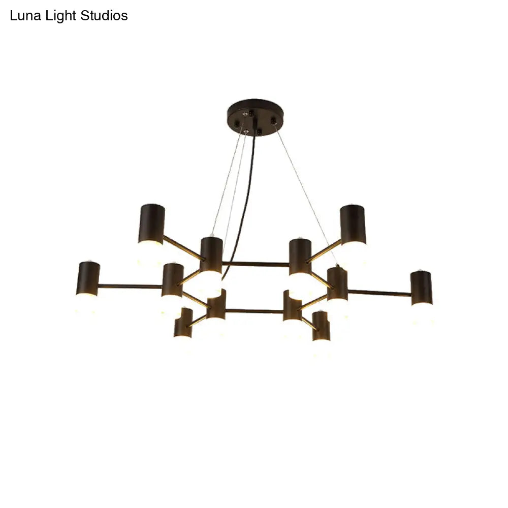 Julia - Black Modern Finish Hanging Light Honeycomb Metal Chandelier For Restaurant Cottage