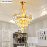 K9 Crystal Cone Shaped Hanging Light: Modern & Luxurious Chandelier For Restaurants
