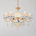 K9 Crystal Flower Chandelier Elegant Ceiling Light For Traditional Dining Rooms Ceramic Decor 6 /