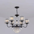 K9 Crystal Tapered Ceiling Light - Elegant 9-Head Black Chandelier For Dining Room