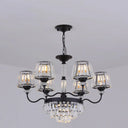 K9 Crystal Tapered Ceiling Light - Elegant 9-Head Black Chandelier For Dining Room