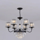 K9 Crystal Tapered Ceiling Light - Elegant 9-Head Black Chandelier For Dining Room
