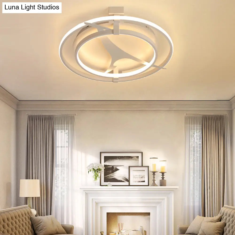 Kangaroo Baby Cartoon Led Ceiling Light - Acrylic Metal Flush Mount In White / 17 Warm