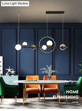 Karen’s 6 Light Modern Black Metal Spherical Glass Island Pendant Lighting For Dining Room