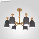 Kid Bedroom Candy Colored Goblet Chandelier - Macaron Loft Wood Hanging Light