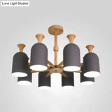 Kid Bedroom Candy Colored Goblet Chandelier - Macaron Loft Wood Hanging Light