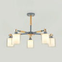 Kid Bedroom Pendant Light Fixture With 5 Bulbs - Simple Style Metal Cylinder Hanging Lights Grey
