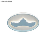 Kid Crown Led Flushmount Light In Pink/Blue - Ultra - Thin Bedroom Ceiling Fixture